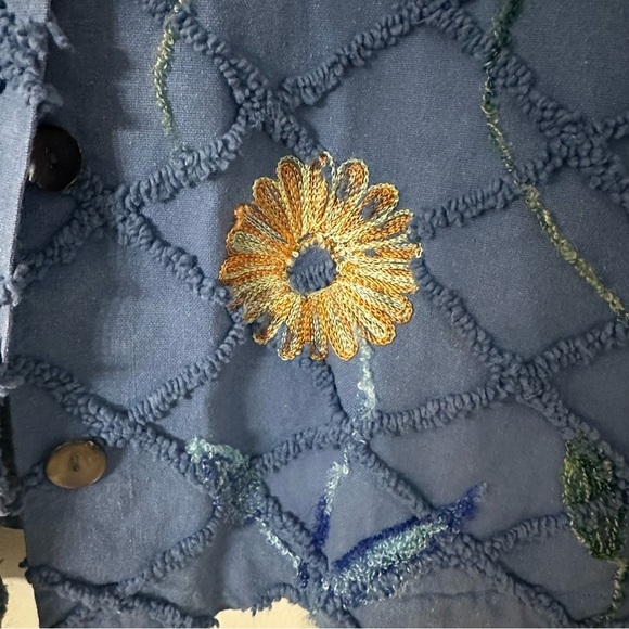 Tantrums Vintage Long Sleeve Blue Embroidered Floral Button Up Jacket Sz M GUC - Picture 6 of 7